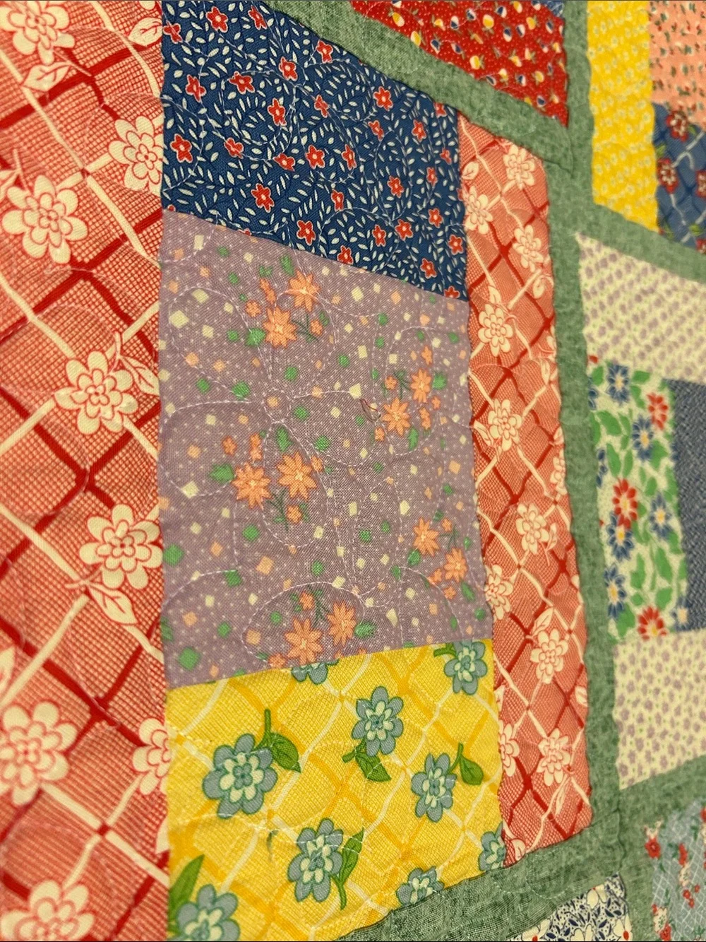 ONE OF A KIND- HANDCRAFTED Floral Quilt in Pastel Multicolor